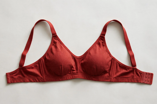 Red Ribbed Non-Wire Everyday Bra - Noor Libaas