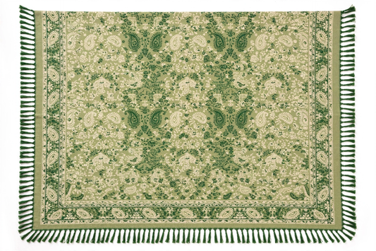 Pistachio Green Kani Woven Tassel Winter Shawl — Noor Libaas