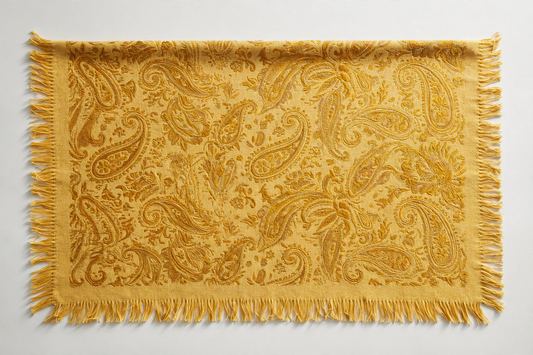Golden Yellow Paisley Jacquard Winter Shawl — Noor Libaas