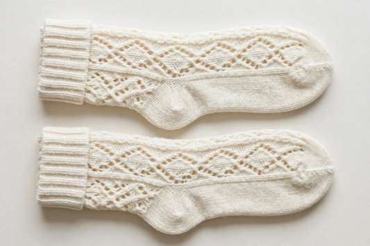 Ivory Lace Knit Thick Winter Socks — Noor Libaas